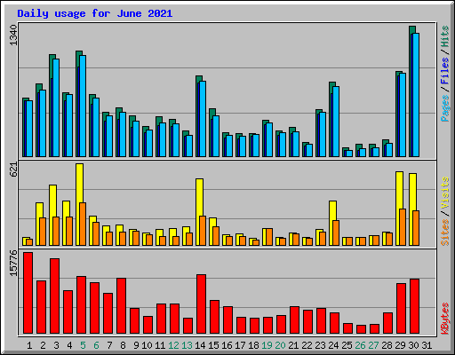 Daily usage for June 2021